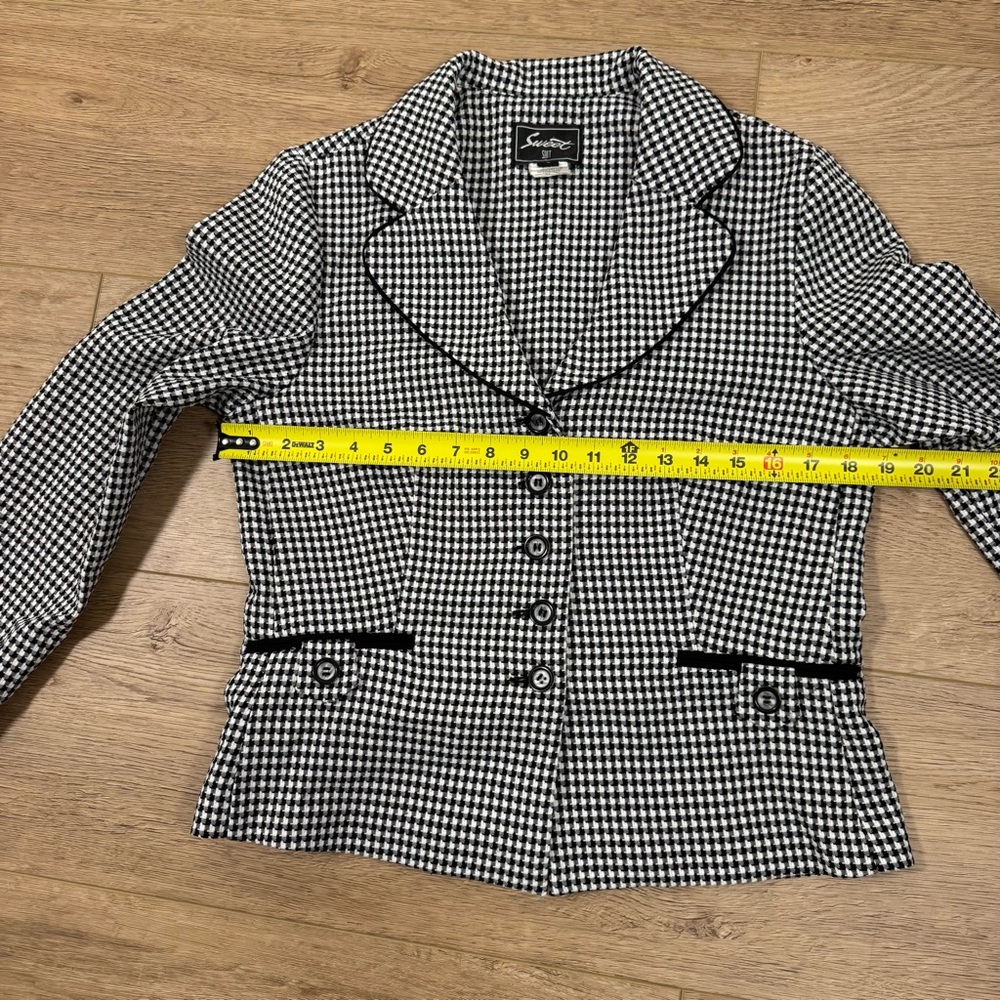 Vintage Sweet Suit Black White Houndstooth Skirt Suit Set Size 8 - Picture 6 of 14